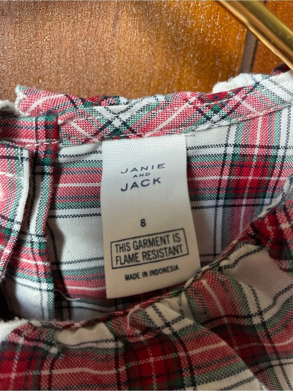 Jack and Janie girls size 8 long sleeve plaid nightgown